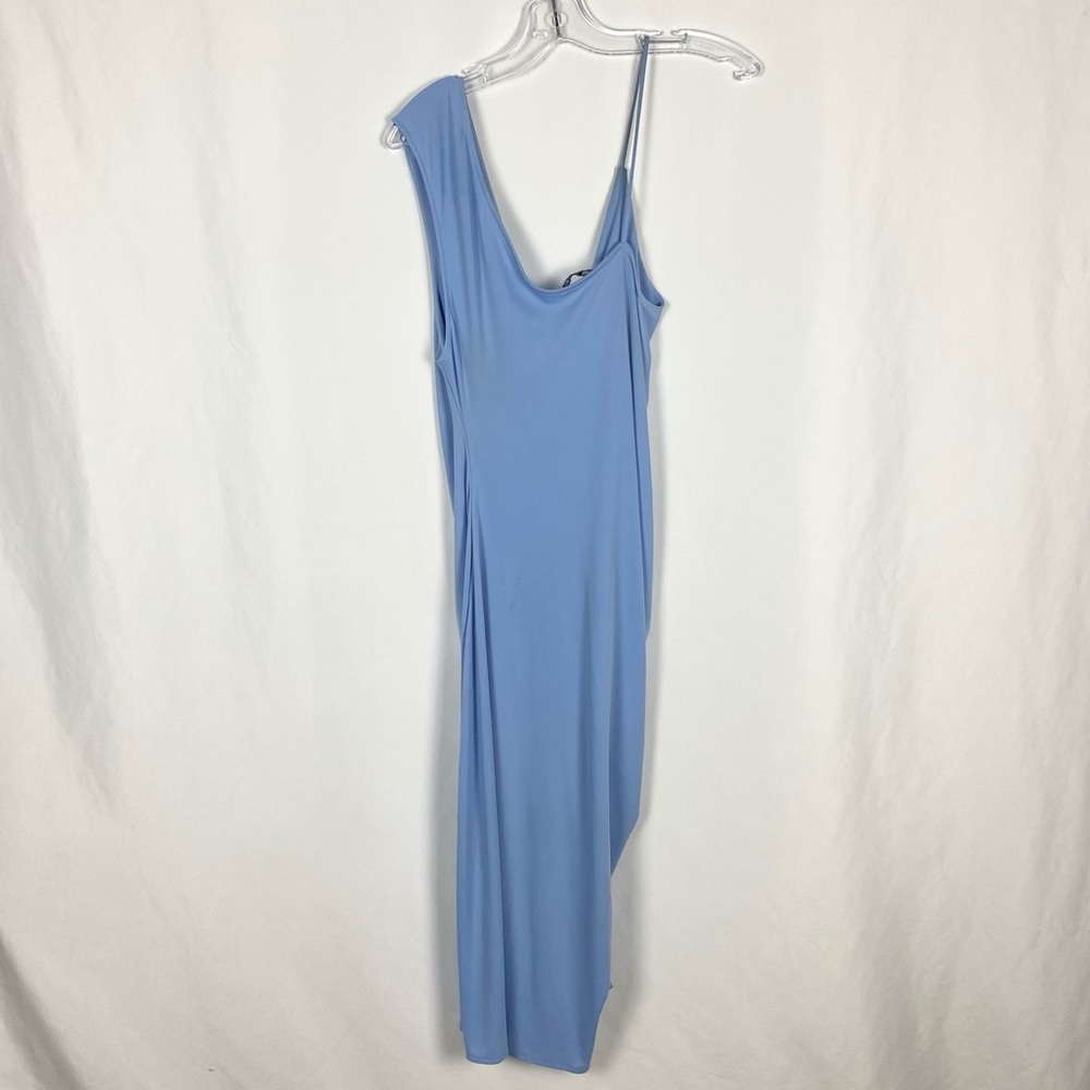 Zara Light Blue Ruched Midi Dress - Picture 3 of 5
